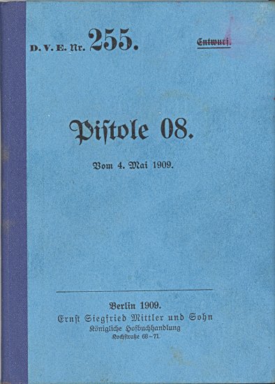 Cover of 1909 Pistole 08 instruction manual