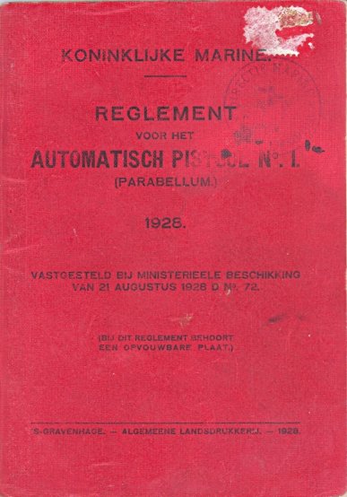 Cover of 1928 Dutch Royal Navy Parabellum manual
